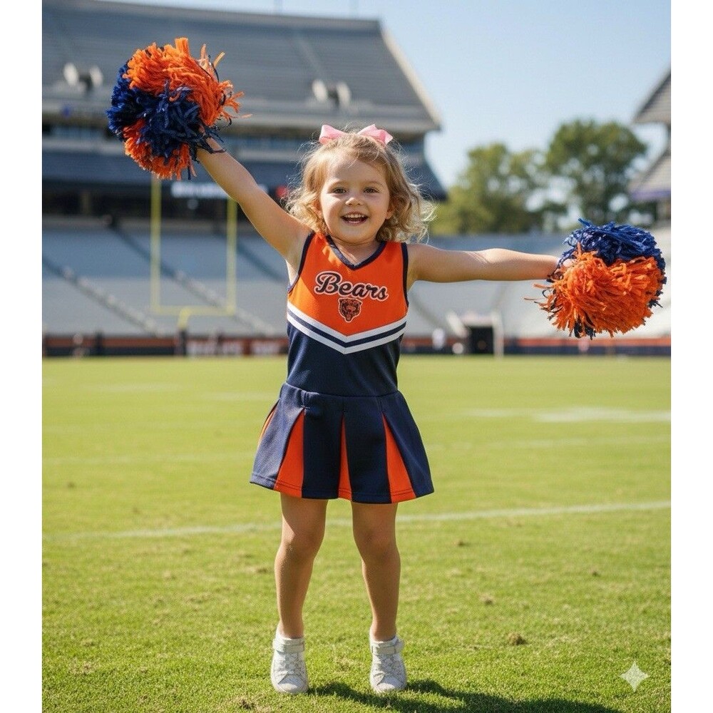 NFL Team Apparel Chicago Bears Girls Cheerleader Dress Orange Navy 4T 4T-3X